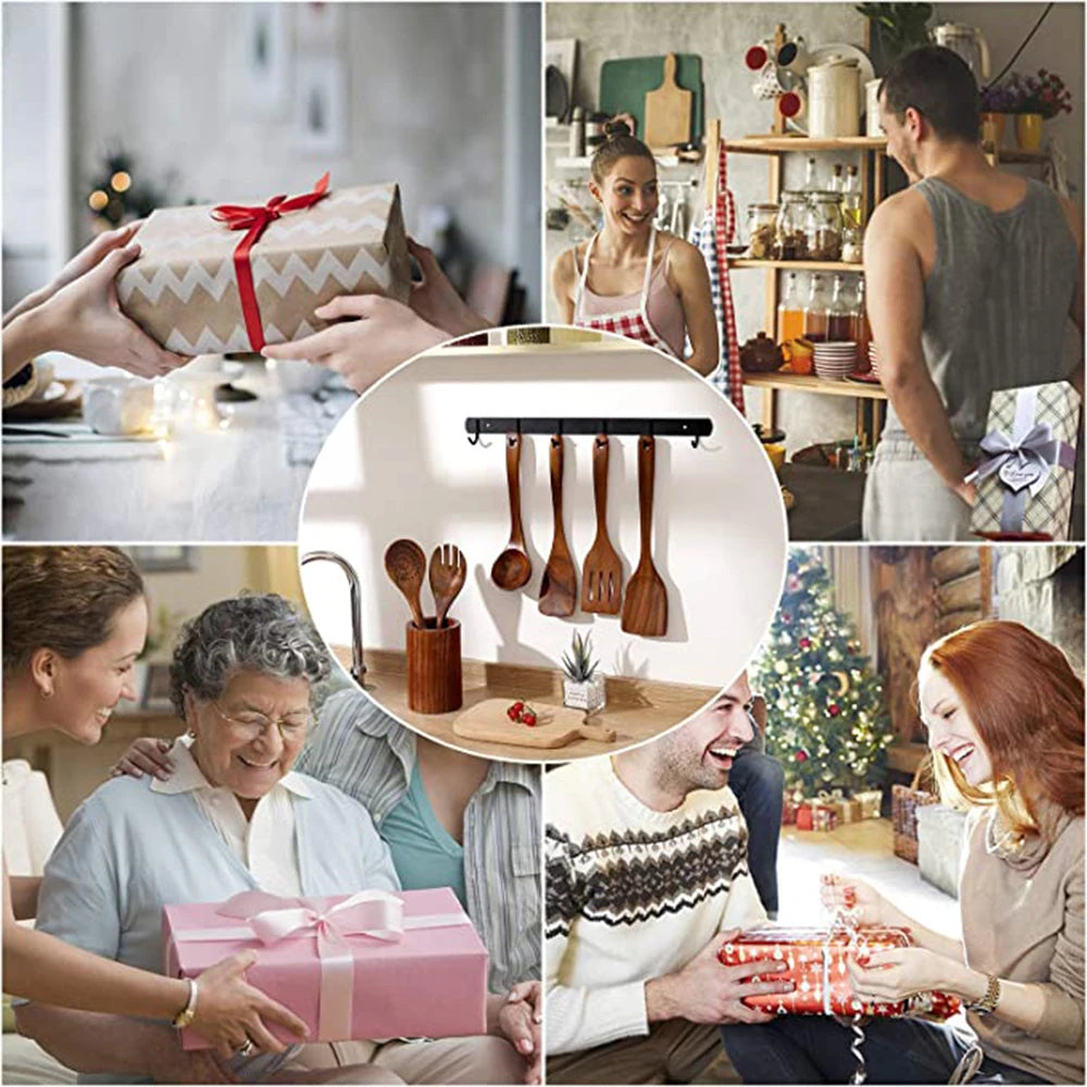 Zestaw 9 drewnianych łyżek z drewna tekowego