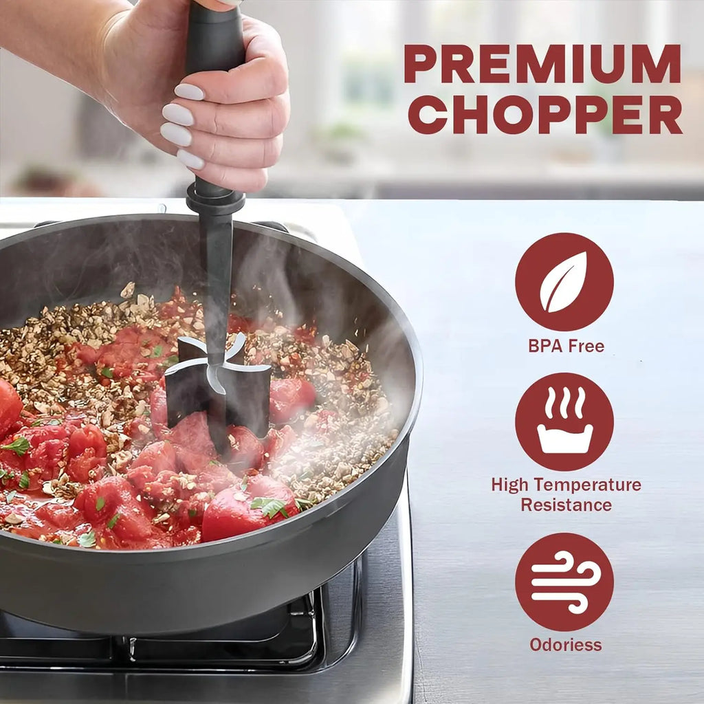 Premium Heat Resistant Masher and Smasher for Ground Beef,Ground Turkey and More,Non Stick Mix Chopper Kitchen Accessories